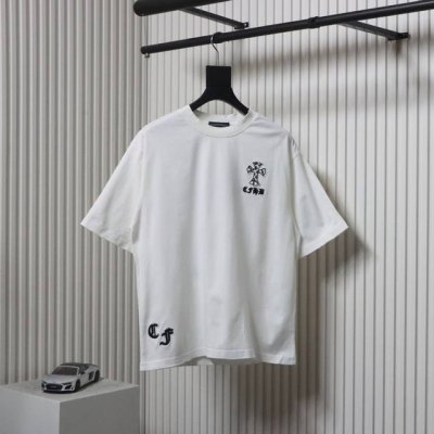 Chromehearts 克罗心 25Ss 走秀款十字架贴布刺绣水洗烧花短袖T恤 定制面料300克双纱 后背一整块大贴布 成本极高 美式酸洗做旧原身布激光烧花贴