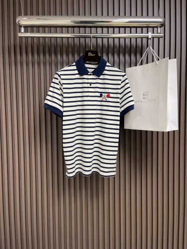 Moncler 2025Ss早春新款短袖翻领polo马球衫，蓝白间色280克纯棉平纹面料，质地柔软舒适，微潮风格，网球徽标刺绣。尺码：M-Xxl