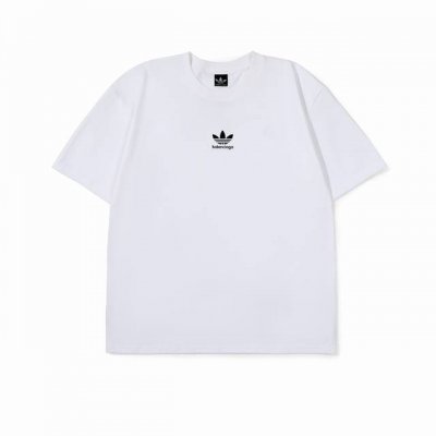 Adidas X Balenciaga三叶草X巴黎世家联名款徽标印花棉质短袖T恤 定制主标 辅料 水洗齐全 甄选250克32支紧密纺双纱纯棉面料 质感厚实但是透