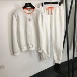 P250款号9718 Herme*新款运动套装，骏马提花图案套头长袖卫衣+抽绳松紧腰休闲长裤，白色，橘色，黑色，S-Xxl， L码；肩宽40，胸围102，袖长6