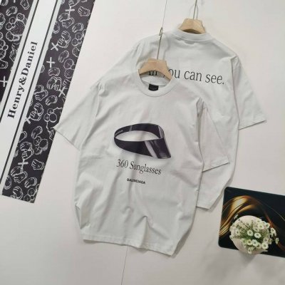 尺码Xs-L爆款推荐Balenciaga 巴黎世家2025 Ss 墨镜前后直喷印花短袖T恤 本市场No.1的质量 真正天花板品质 全部原版开发注意细节图 避免被