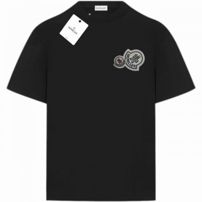 上新款号： M1052 Moncler 蒙口 2025官网同款双徽标Logo刺绣 印花双纱纯棉短袖 - 260G双纱纯棉顶级面料 手感柔软 百分百纯棉独家出货