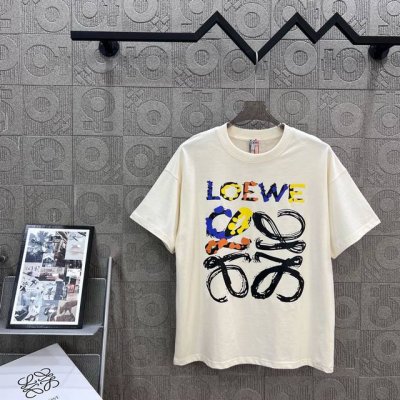 120 Loewe 罗意威 彩色大涂鸦手绘 大Logo精致升级，灵感源自八十年代复古 原版面料 官方同款 短袖T恤 定制260克同缸染面料 手感非常舒服 春夏最