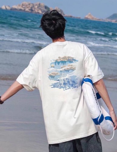 260G重磅纯棉 The North Face 北面 Tnf 蓝白交织 山水图案 短袖T恤 男女同款 半袖 情侣款 面料工艺 1.260G重磅纯棉 100%棉