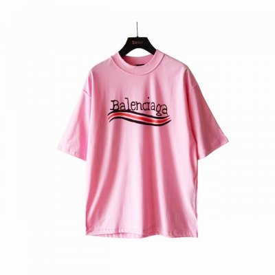 实拍细节图 +尺码表 巴黎世家 Balenciaga前后可乐海浪标志磨破双面穿短袖 椭圆机进口胶浆工艺 整体印花无牙边 32S240G双纱精梳棉布料 大货三标齐