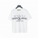 实拍细节图+尺码表 Gucci 古驰 24Ss双G字母Logo印花短袖 面料：规格采用实打实240G 100%纯棉 针织内的兰博基尼，定织定染！属于高敏感特殊色