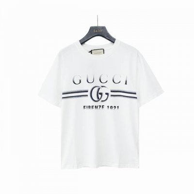 实拍细节图+尺码表 Gucci 古驰 24Ss双G字母Logo印花短袖 面料：规格采用实打实240G 100%纯棉 针织内的兰博基尼，定织定染！属于高敏感特殊色