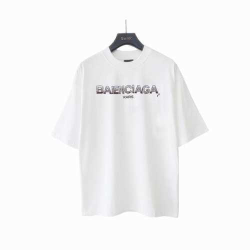 实拍细节图+尺码表 Balsenciaga巴黎世家彩色渐变小方格绣花短袖 最高版本！定制面料270克100%双纱棉！彩色渐变小方格绣花！ 辅料：开模原版过鉴定领
