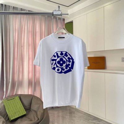 LV*路易威登2025夏季新款 个性字母Logo印花 定制面料300G 短袖T恤 男女同款 尺码：S M L Xl Xxl 五个码 颜色：黑色 白色 天蓝色 铁