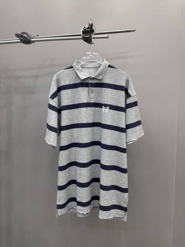 巴黎 ｜ 新款短袖Polo，成衣洗水吊磨加经典刺绣标，成衣条纹印花，男女同款，尺码Sml