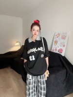 13D*Emarzo新款减龄百搭男女同款时尚短袖上衣 春 黑色
