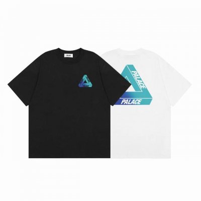 palace 渐变彩色大三角字母印花 男女同款宽松休闲圆领短袖T 颜色： 白色 黑色 尺码：M L Xl Xxl 价格p： 三标齐 款号：