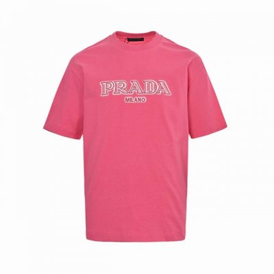 prada 普拉达 大Logo字母刺绣短袖 甄选长绒棉纱 280G精纺高支重磅定织定染面料 裁前高温洗水定型 成品再洗柔 穿着感受亲肤棉柔 垂感自然 专柜同步