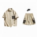 上新 ！！ ！！！ Nike 耐克 美式户外潮牌宽松拉链立体大口袋机能套装 短袖+五分短裤 高街达人超级爆款 海内外人气爆款∽ 采用国标舒适健康面料 大厂流水作