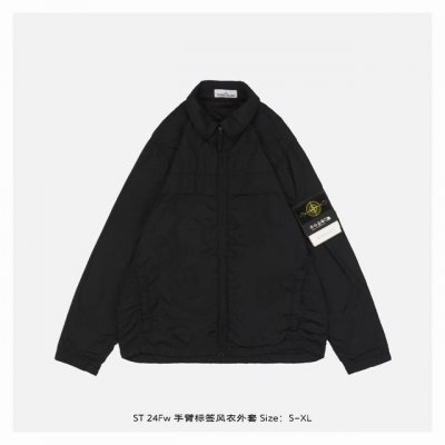 本地自取：460 stone Island/石头岛 24Fw 手臂标签风衣外套 将军事与运动风格结合，形成机能风，剪裁注重功能性和实用性造型简洁硬朗，色彩以低调
