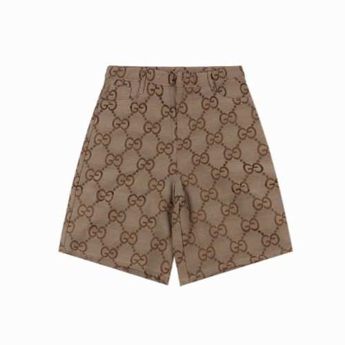 gucci古驰Gc 25Ss 直筒大提花皮标短裤 轻奢主义 男女日常通勤穿搭必备单品 详细特征 原材料高密度全副提花工艺面料 激光定位裁剪工艺 定制原版黄铜Lo
