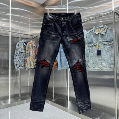 amiri 破洞街头潮流修身小脚弹力牛仔裤 颜色 黑色 码数 30 32 34 36 38