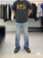 8019 Gallery Dept.牛仔拼接火焰喇叭裤洗水做旧拼接牛仔裤 -原版购入打版 真实还原Vintage极致质感 -原版五金辅料水洗等吊卡，二维码解析均