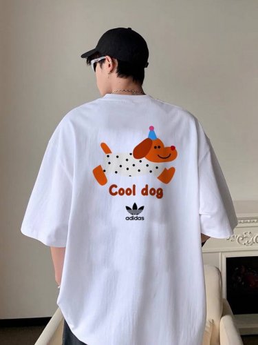 260G重磅纯棉 Adidas Originals 三叶草 阿迪达斯 可爱狗狗 Cool Dog 短袖T恤 男女同款 半袖 情侣款 面料工艺： 1.260G重磅