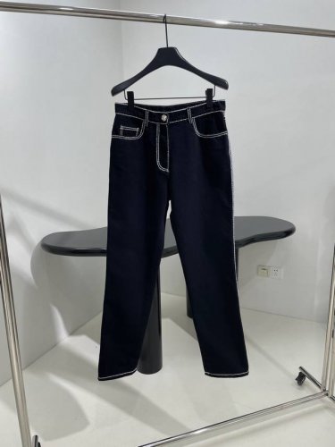 小香新品Coco Neige滑雪系列牛仔长裤 高腰直筒剪裁 6股马海毛手工走线 饰撞色明线工艺 纽扣拉链开合 高版本来了 ：黑色 ：S M L