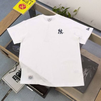 款号 Xd615Ny 高版本 2025新款Mlb洋基队Ny拼接老花图案Logo字母印花休闲情侣短袖T恤 选用了260克双纱爽滑棉面料制作而成 精细的做工和清晰的