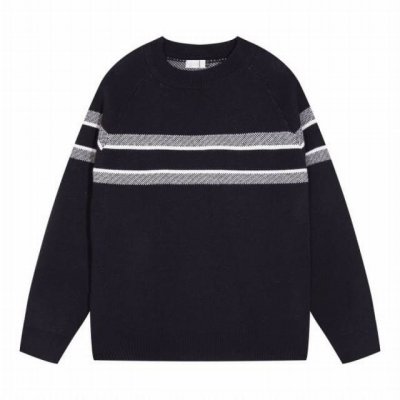 dior迪奥经典简约纯色间接条纹字母Logo提花毛衣 颜色 黑 码数 S M L Xl Xxl