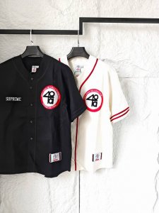 Supreme X 40 Acres 联名款 Ss Week9 Twill Baseball Jersey 后背数字英文Logo贴布绣花舒适简约休闲短袖美式潮流