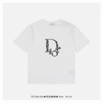 dior 迪奥 25Ss Dio老花压胶短袖 面料采用230克重精梳棉，定制32支1*1螺纹，成衣两遍水洗处理，面料舒适亲肤无异感，定制定染面料，纺织密度高，垂