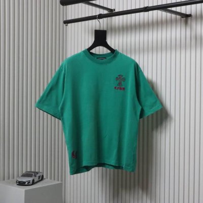 Chromehearts 克罗心 25Ss 走秀款十字架贴布刺绣水洗烧花短袖T恤 定制面料300克双纱 后背一整块大贴布 成本极高 美式酸洗做旧原身布激光烧花贴