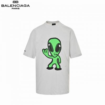 balenciaga 巴黎世家 25Ss 溶解笑脸外星人短袖 直喷印花短袖T恤此款采用16支单精梳紧密纺纱 做洗后280克加密平纹布 字母和Logo都是刺绣 对