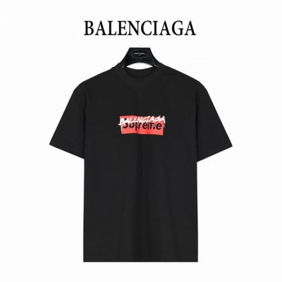 balenciaga X Supreme 联名 联名Logo字母印花短袖T恤 原版印花一比一复刻，采用进口原浆加配涂鸦印花工艺， 面料采用纯棉精梳棉面料，上身效