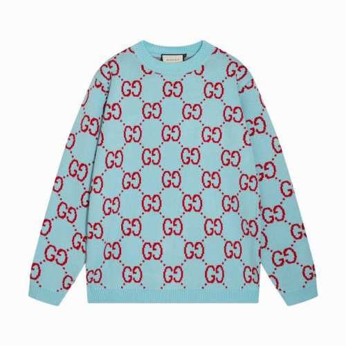 gucci古驰满身双G字母提花圆领毛衣 颜色 蓝红 码数 S M L Xl Xxl