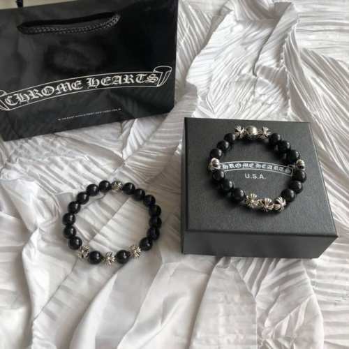 1个 Chrome Hearts克罗心4银珠 8银珠十字花黑曜石手串系列 独家定制款式，区别克罗心手链的单调，全球顶级银饰奢侈品牌-Chrome Hearts
