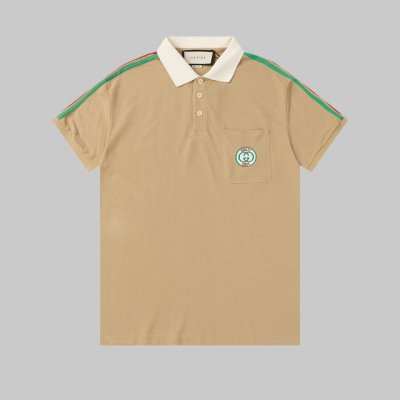 高品质 gucc 新款polo棉纱短袖 舒适透气 洗水不变形不缩水 经典简约 精致时尚 细节呈现高端品质 男女同款 颜色 黑色 卡其色 码数 S-Xxl
