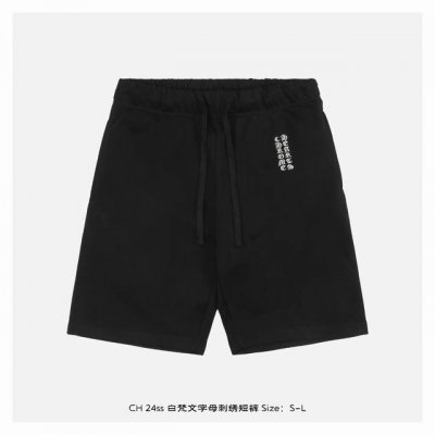 Chrome Hearts 克罗心 24Ss 白梵文字母刺绣短裤 面料采用320G重磅鱼鳞棉，高密鱼鳞肌理打造立体雕塑感，厚实挺括却保留棉质天然透气性，夏季贴