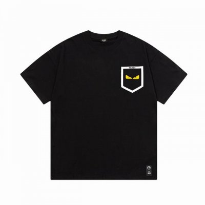 隔天到 Fendi 芬迪 双Ff 口袋恶魔眼睛烫胶印花 Logo标识精致升级 原版面料 官方同款 短袖T恤 定制260克同缸染面料 手感非常舒服 春夏最新版本