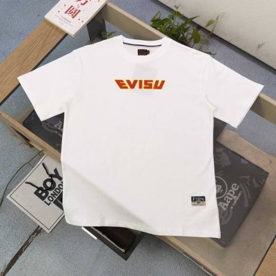 款号：Ws2481 高版本 2025新款Evisu福神后背招财猫图案字母Logo印花休闲情侣圆领短袖T恤，经典永远不会过时、人手必备款，250G双纱纯棉不起球不