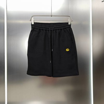 古驰 Gucci 2025春夏新款短裤五分裤！ 定制专属400克重毛圈布纯棉面料 古奇双G立体绣刺绣Logo工艺设计 颜色：黑色 尺码：S-2Xl