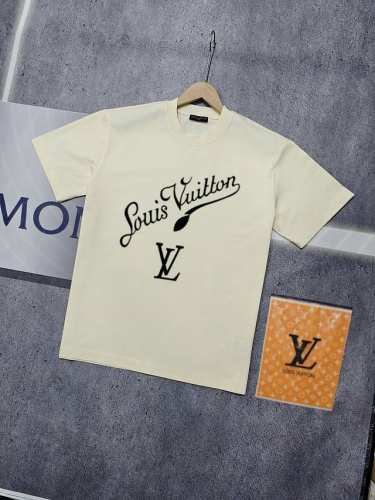 实拍 Nfc芯片感应 Louis Vuitton 路易威登 短袖T恤 Lv 签名Logo字母图案印花短袖T恤 男女同款 面料：原版同步330克重双纱100%纯棉