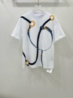 Herme*25新款链条印花纯棉短袖T恤 定制Yb原生全棉材质 透气舒适 质感十足 立领短袖连衣裙裁剪 凸显品牌格调 采用克重纯棉制成 略带有弹力 呈现显瘦视觉