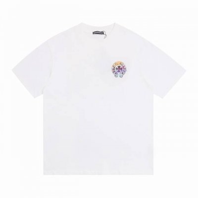 上新 高版本 chrome Hearte 克罗心立体炫彩渐变马蹄印花短袖T恤 最高版本 定制面料 克100%双纱棉 发泡喷绘工艺设计 辅料 开模原版过鉴定领标1