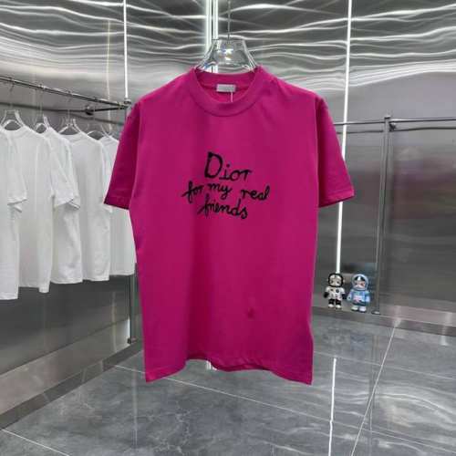 p100 Dior迪奥 2025春夏新款260克短袖T恤 发泡印花 男女同款宽松版 S M L Xl Xxl 五个码 灰色 白色 玫红色