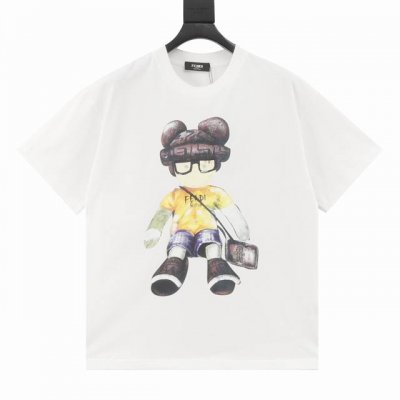 Fendi 芬迪 25Ss 卡通人物手绘短袖T恤 定织定染260克进口原版面料,超级质感 舒适柔软透气。 胸前满印双F卡通人物图案及Logo字母数码印花， 每一
