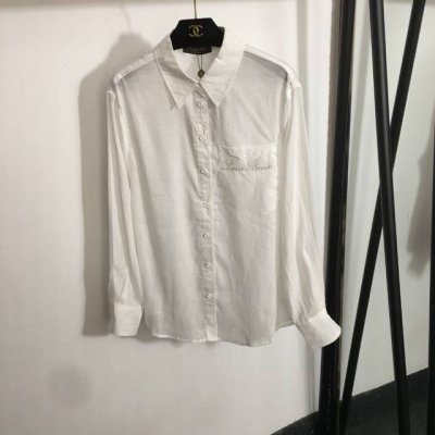 款号20252806 Loro Piana Lp新款 Logo刺绣口袋薄款透气长袖亚麻衬衣，白色，蓝色，粉红色，红色，咖啡色，Sml， M码；肩宽45，胸围11