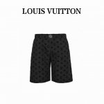 louis Vuitton 路易威登 25Ss 满印老花植绒沙滩短裤 采用高支超高密平纹底部定染偏蓝光黑使底部跟花型颜色形成反差，花型处采用进口绒才能体现出原板