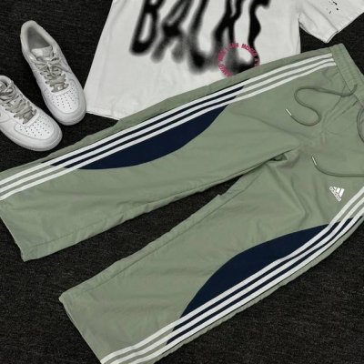 Adidas阿迪达斯 升级高品质奶昔绿三条杠运动机能裤登山工装抽绳长裤情侣款 Color: 绿色 Size: M-Xl M 腰围82 臀围 裤长 Cm L 腰围