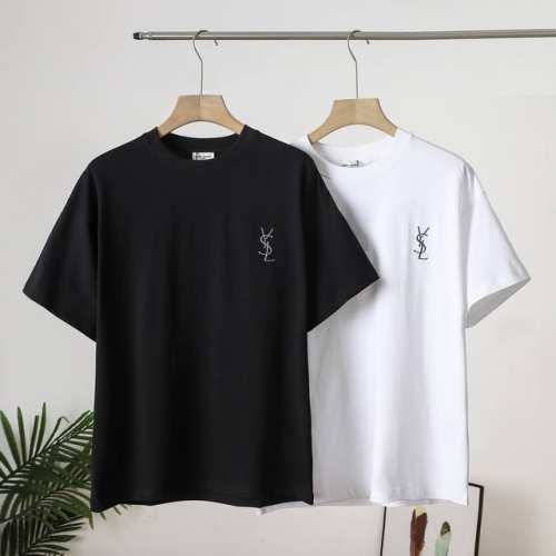 Saint Laurent Slp 圣罗兰2025新款刺绣Logo短袖T恤 原版面料高版本高品质 网红明星同款 定制定染简约基础款，简单大气，精致时尚，260克