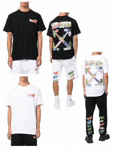 2630Ss春夏最新款 品牌：Off-White 彩色Logo徽章箭头款短袖T恤！ 颜色：黑色 白色 尺码：Xs-S-M-L 男女同款 面料：采用定制230克3