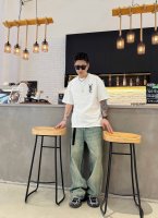 圣罗兰 新款字母印花双层重工短袖T桖 字母图案不管是T桖还是卫衣都是每年的爆款单品 前幅大面积印花采用大康丽数码印花机直喷 成本极高 经过多次的调试打版图案色差
