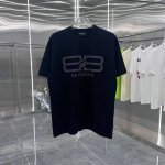 Bal 巴黎世家 2025春夏新款 圆领短袖T恤 烫钻 男女同款宽松版 S M L Xl Xxl 五个码 颜色：黑色 白色 青柠黄